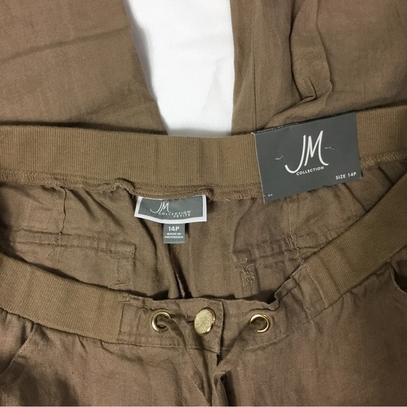 JM Collection 100% Linen Pants Women Size 14 Petite New - Picture 4 of 5